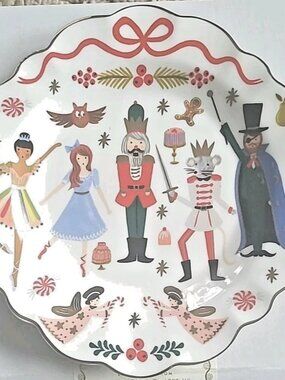 New Rifle Paper Co. Nutcracker Character Plate – Scalloped Holiday Dessert Plate